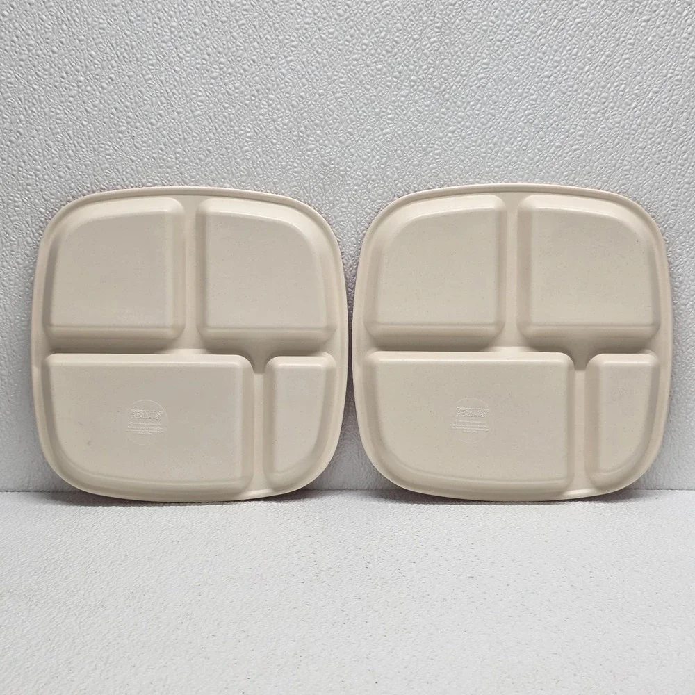 2020 Peanuts Worldwide LLC Set Of 2 Melamine Divided Plates Pizza Fries Cake